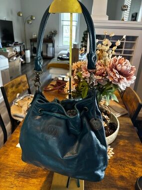 Wanderers Travel Co Full Grain Leather Turquoise Bucket Bag
